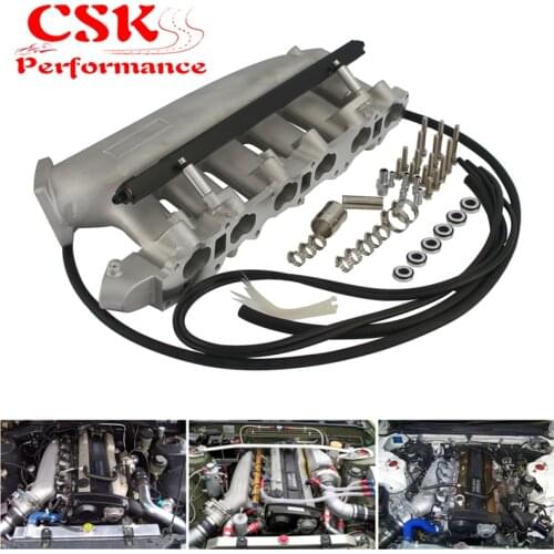 Turbo Cast Intake Manifold Plenum + Fuel Rail For Nissan Skyline R32 R33 RB25 RB25DET GTS-T Blue/ Black /Purple