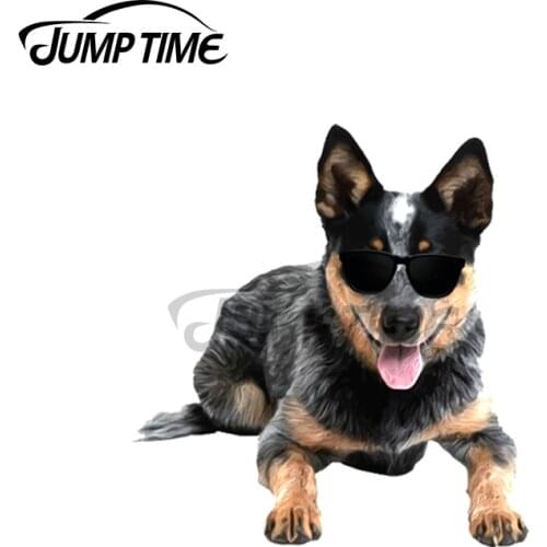 Jump Time 13 x9.9cm For Australian Cattle Heeler Dog In Aviator Dog Lover Car Stickers Personality Creative DIY Custom SUV Decal
