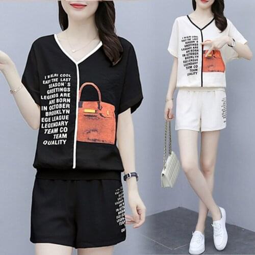 Sports Two-piece Plus Size Womens Casual Short-sleeved Shorts Suit 2021 Summer New Two-piece Women