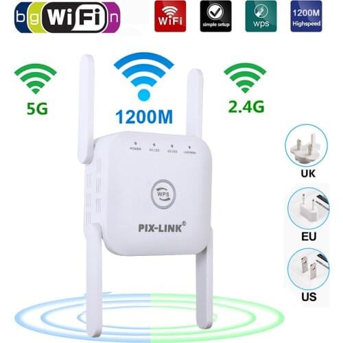 1200M Wifi Repeater 2.4G/5G Wifi Extender Wifi Amplifier Wireless Long Range WiFi Booster Wi-Fi Repeater Signal Wi-fi Extender