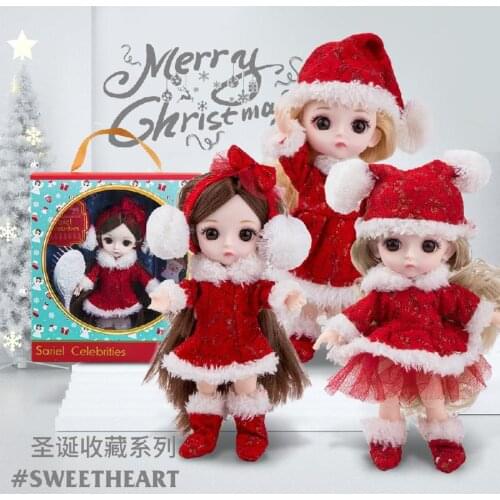 16CM Baby Doll Dress Up BJD Princess Simulation Dollfige 13 Movable Joint with 3D Eyes Comb Children Toy Christmas Gift for Girl