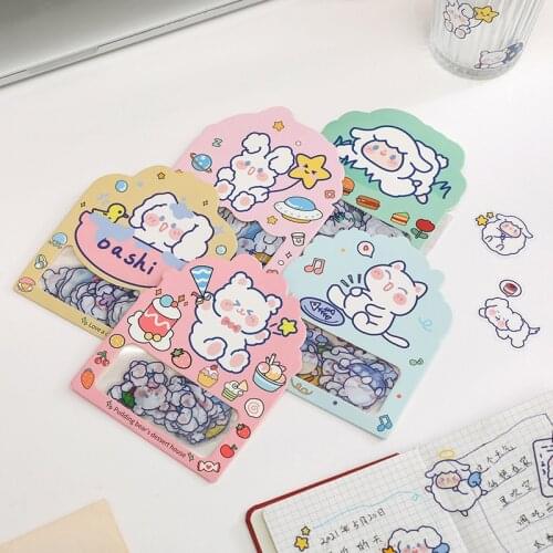24 pcs /Pack Cartoon Sheep Cat Rabbit Animal PET Waterproof Decorative Sticker for Notebook Households