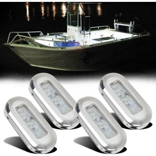 4pcs Marine Boat Lights White 3 LED 12V Stair Deck Garden Light Indicator Turn Signal Lighting Marine Boat Lamp Accessories