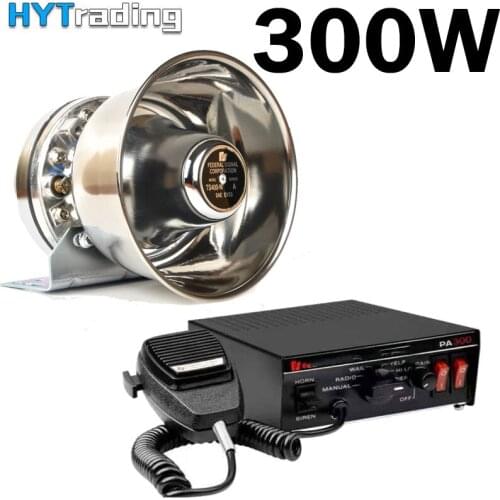 Car horn 300W 8 Tones Loud Car Warning Alarm Horn Polices Fire Emergency Siren With PA Speaker MIC System Police Signal