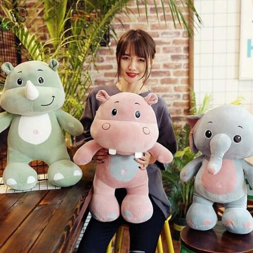 BOLAFINIA Hippo elephant rhino stuffed toys birthday gift children kids Christmas birthday babay plush toy gift doll