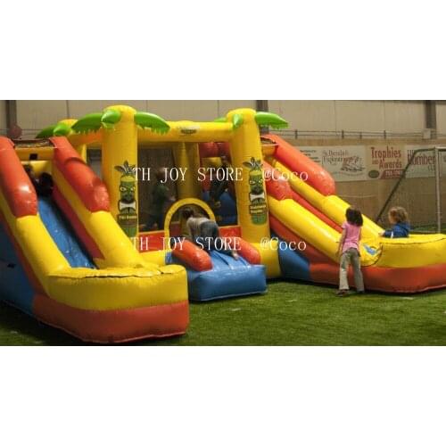 Free ship to sea port, 2019 popular Kids outdoor inflatable bouncer castle with double water slides jumper combos