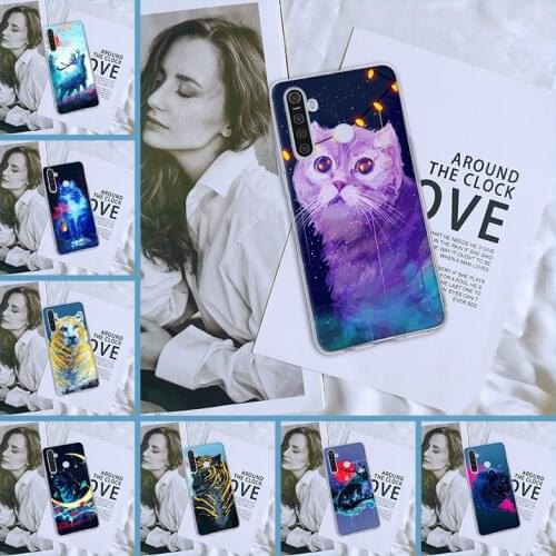 For Oppo Realme 5 6 X50 X2 Pro Back Cover Silicone Transparent Phone Case For Realme C3 X3 Xt C11 6i X Cool Animal Wolf Cat