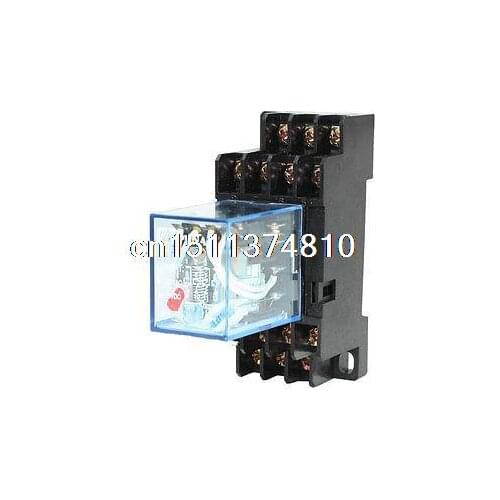 HH54P DIN Rail 24VAC Coil 4PDT 14P General Purpose Power Relay w DYF14A Base