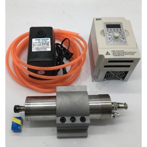 1.2KW 24000rpm - 60000rpm 62mm 220V ER11 Water Cooled AC Spindle Motor + 1.5kw 1000Hz VFD + Pump+ Clamp Kit for CNC Router