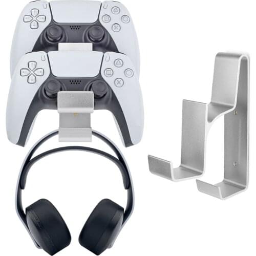 Dual Wall Mount Stand Hanger for PS5 PS4 Game Controller Gamepad Headphone Headset Shelf Hook Holder Accessories wholesales
