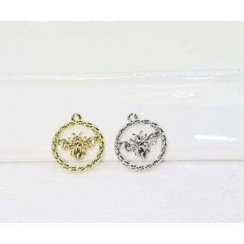 Eruifa 10pcs 20mm New arrival Bee Zinc Alloy Rectangle Coin necklace,earring bracelet jewelry DIY handmade 2 colors