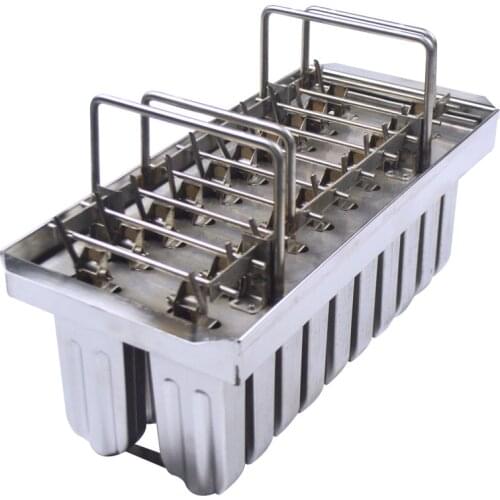 INTBUYING Ice Cream Pops Bars for Ice Stainless Steel Molds Lolly Popsicle 20pc Round Head Double Groove Shape