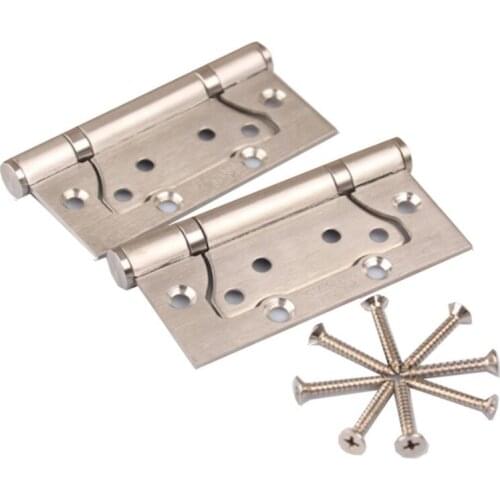 Quality Furniture Hinge Door Hinges 2 Pieces 4 inch 3mm Thick with Screws Heavy Duty Flush Brushed Stainless Steel 304