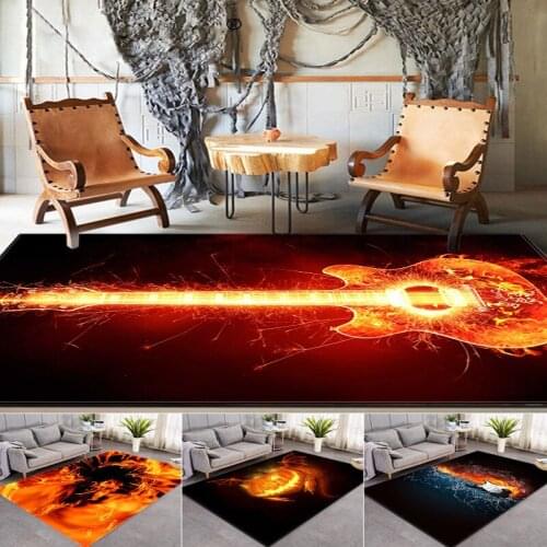Creative Flame Guitar Pattern Carpets For Living Room Bedroom Area Rugs Home Decor Floor Rug Room 3D Kids Play Printing Big Mat