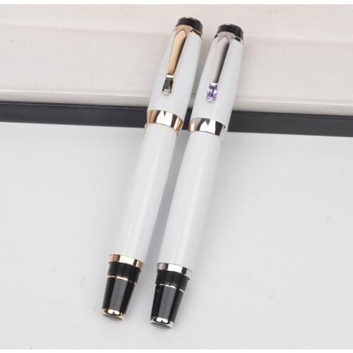 Best Bohe MB Gel Pens Metal White Roller Ball Pen Black Ink Luxury 14k Nib Fountain Pen for Writing