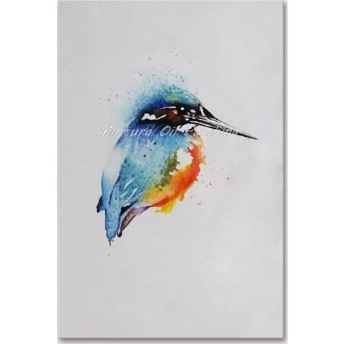 Mintura Hand Painted Oil Paintings on Canvas Wall Picture For Living Room The Woodpecker Home Decor Morden Wall Art No Framed