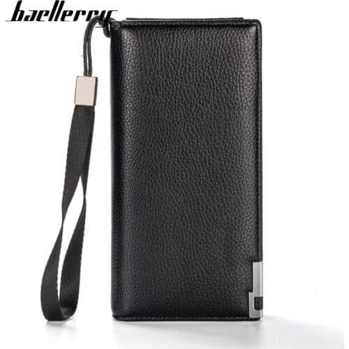2019 Baellerry Men Wallets Long PU Leather Card Holder Top Quality Zipper Phone Pocket Men Purse Solid Fashion Men Clutch Bag