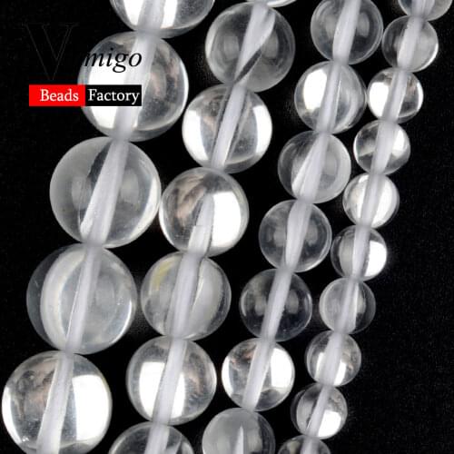 Natural Slivery White Austrian Crystal Stone Round for Jewelry Making 6-12mm Beads Bracelet Necklace Accessories Wholesale