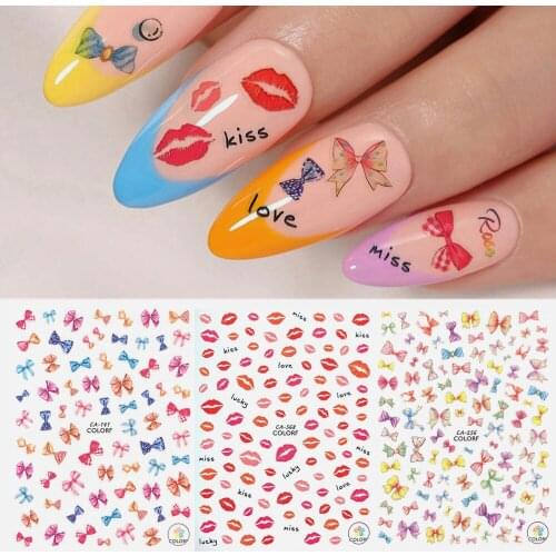 Newest CA sereis CA-141-142-256 bow tie 3d nail art sticker nail decal stamping export japan designs rhinestones decorations