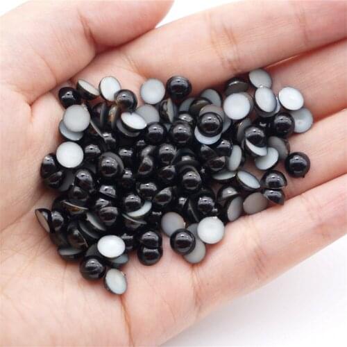 2-12mm Black Flat Bottom Semicircular Resin Diy Loose Beads For Decorative Accessories For Manicure Mobile Phone Case