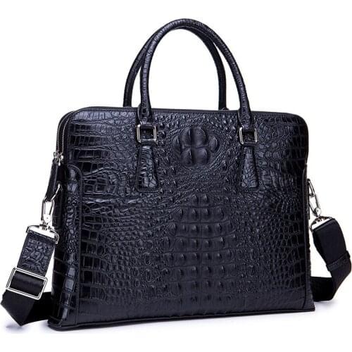 Mens Briefcase Bag Mens Genuine Leather Laptop Bag Men Office Bag For Mens Crocodile Pattern A4 File Briefcase Handbag