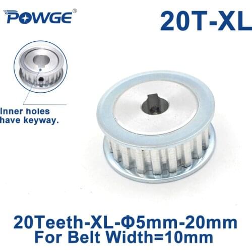 POWGE 20 Teeth XL Timing pulley Keyway Bore 8/10/12/14/15/16/16/17/18/19mm for width 10mm XL Synchronous Belt Gear 20teeth 20T