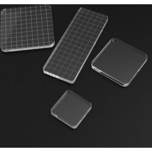 Transparent Acrylic Plate Pad Clear Acrylic Handle Block Acrylic Holder for Stamps DIY Scrapbooking Photo Album Decoration Tool