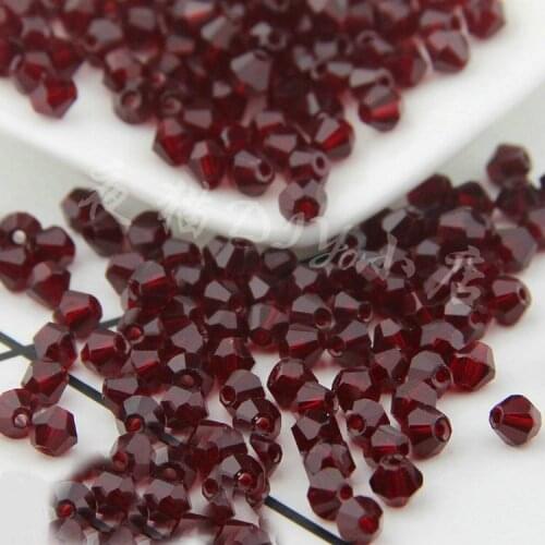 TianBo Sale Dark red Color 100pcs 4mm Bicone Austria Crystal Beads charm Glass Beads Loose Spacer Bead for DIY Jewelry Making