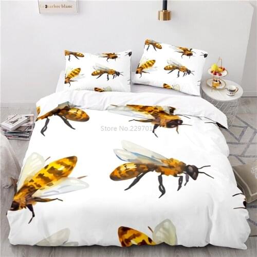 Family Art Honeybee Pattern Bedding Set Duvet Cover Sets Pillowcase Home Textile Twin Full Queen King Bedclothes for Home Decors