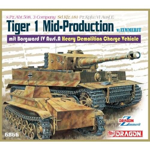 DRAGON 6866 1/35 Tiger I Mid-Production (Bonus:Magic Track) & Borgward IV Ausf.A - Scale model Kit