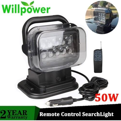 Willpower 50W LED Searchlight 360 ° rotation Remote Controll Wireless Work Light Lamp for Offroad Boat Truck ATV 12V 24V