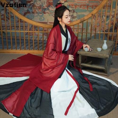 Chinese Traditional Dress Hanfu Women Ancient Costume Retro Tang Dynasty Swordsman Folk Dance Stage Performance Clothing
