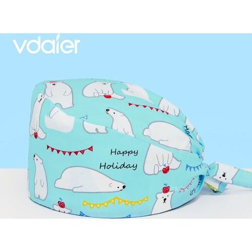 Turban Printed Adjustable Hair Cover Unisex Doctor Sweatband Scrub Cap for Beauty Worker Personal dentistry Scrub Cap