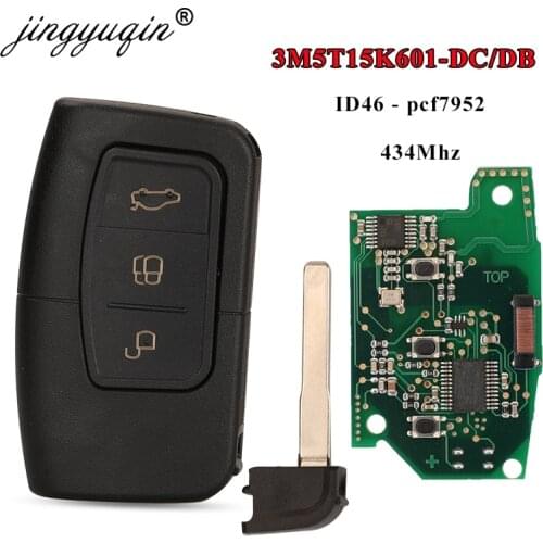 Jingyuqin Smart Car Remote Key for Ford C-Max Focus MK2 Kuga Mondeo Galaxy HU101 Blade Fob Keyless Go 3M5T15K601-DC/DB