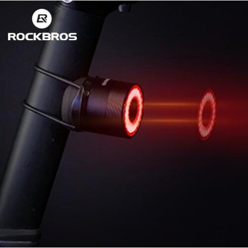 ROCKBROS Smart Bicycle Rear Light Auto Start/Stop Brake Sensing IPx6 Waterproof USB Charge Cycling Tail Taillight Bike LED Light
