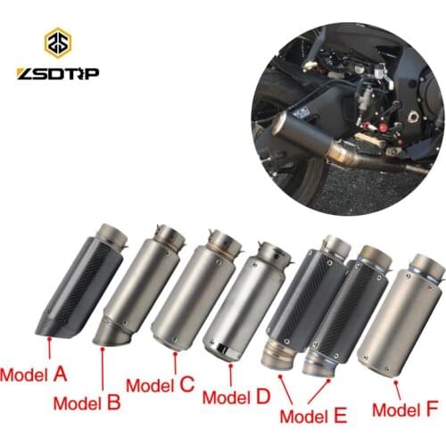 ZSDTRP High Quality Titanium Alloy 60/51mm Universal Motorcycle Exhaust Pipe Racing SC GP Carbon Fiber Exhaust With Sticker