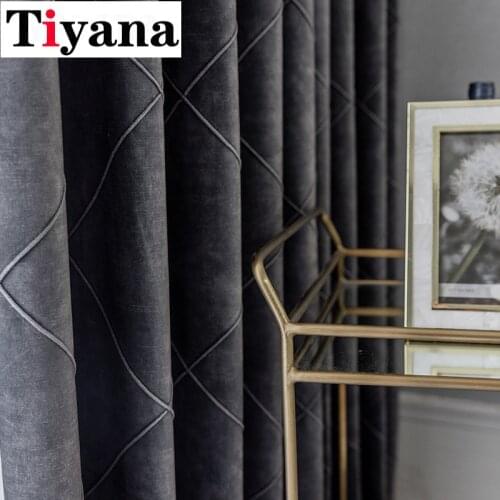 Embroidery Green Blackout Curtains for Bedroom Luxury Window Treatment Sheer Blue Tulle Living room Curtains JK237Z