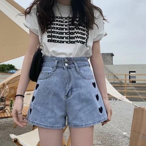 2021 Summer Womens Shorts Fashion Streetwear Embroidery Jeans Women Casual Women Clothing High Waist joggers Denim Shorts Women