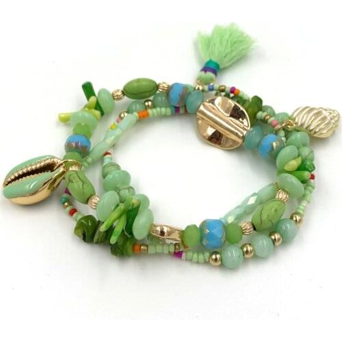 2020 New Spring Bohemian Boho cowrie shell beads Bracelets For Women Tassel Charm Bracelet natural Stone Beaded Bangle Bracelets