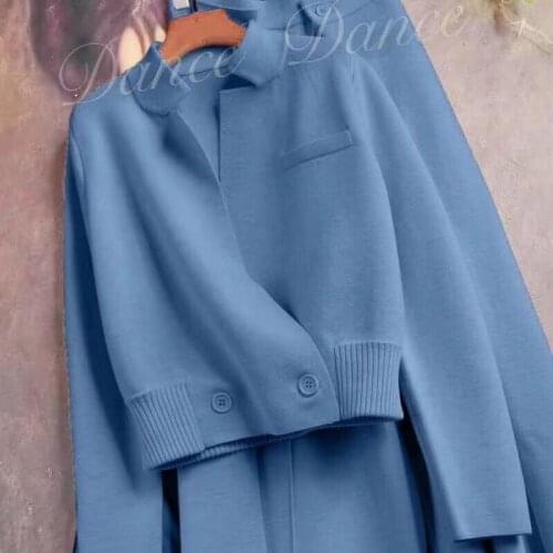 2020 Autumn winter new european fashion womens v-neck knitted thickening sweater coat and high waist long pants suit twinset