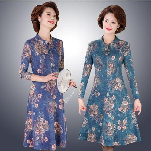 Spring Autumn Chinese Style Midi Dress Vintage Runway printing Dresses Elegant Women Bodycon Party Vestido Plus Size 5XL
