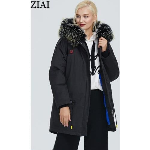 ZIAI 2020 winter Cotton clothes women thick cotton clothing leisure warm black parka with Big fur collar design ZR-3030
