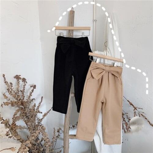 Winter clothes new style western-style bowknot plus velvet pants for girls