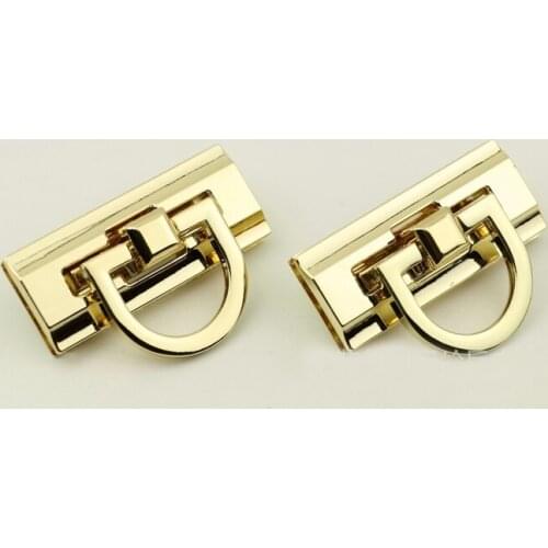 10 Pieces Bag hardware accessories lock Light gold buckle lock Rectangular mortise decorative lock