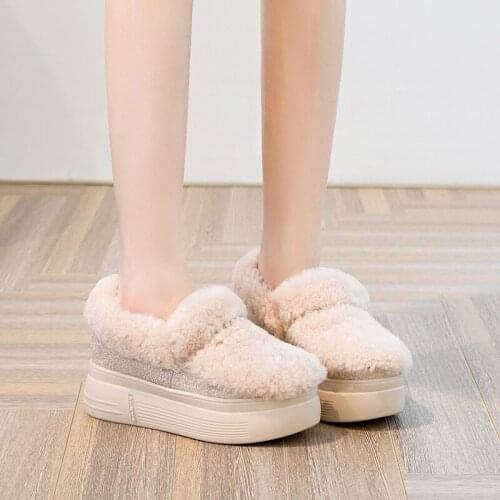 2020 New Style Women Snow Boots Fur Plush Low Bottomed Flat Bottomed Winter Womens Warm Anti-skid Snow Boots botas mujer R12-36