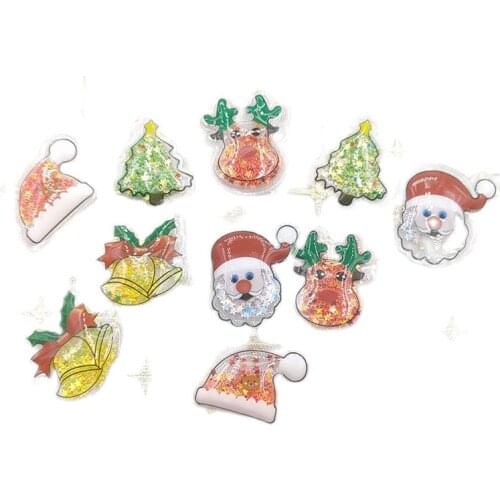 30Pcs/Lot Glitter Christmas Transparent PVC Filling Sequin Appliques for DIY Hat Patches Headwear Hair Clips Bow Decor