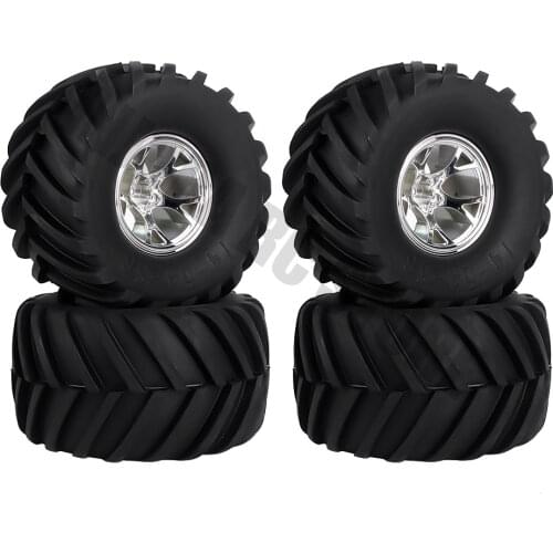 4PCS Plastic Rim&Rubber Wheel Tires for 1/10 RC Monster Truck Traxxas HIMOTO HSP HPI RC Car