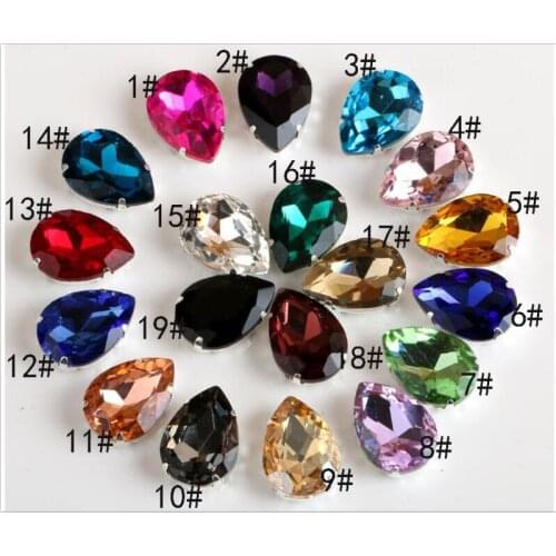 Free Shipping 100pcs/lot 20x30mm Teardrop Sew On Crystal With Metal Claw Settings For Wedding Gown and DIY Jewelry TONGS002