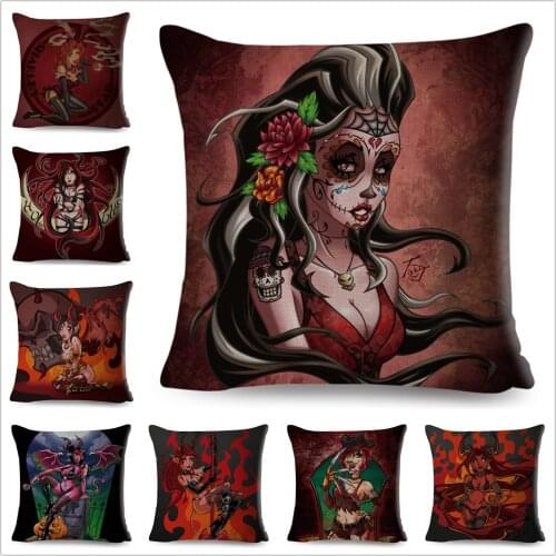 Mexico Death Day Cartoon Skull Sexy Girl Cushion Cover for Sofa Home Throw Pillow Case Decor Colorful Pillowcase Linen 45*45 cm