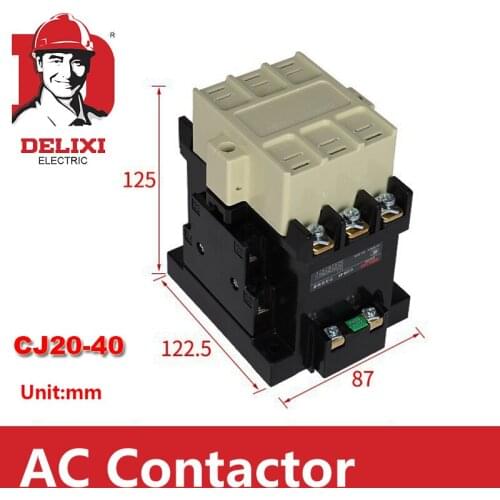 DELIXI 40A AC Contactor 3 Phase CJ20-40 2NO 2NC Coil Voltage AC 220V 380V